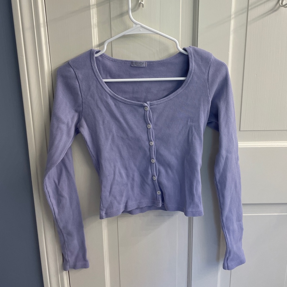 brandy melville purple button down long sleeve top